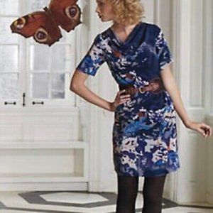 Anthropologie Coquille Blue Abstract Silk Sz 0